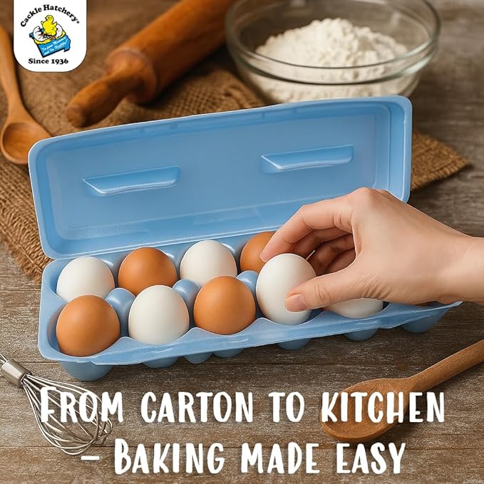 Cackle Hatchery Foam Egg Cartons for Chicken Eggs Holds 1 Dozen Eggs (Blue, 50pk)