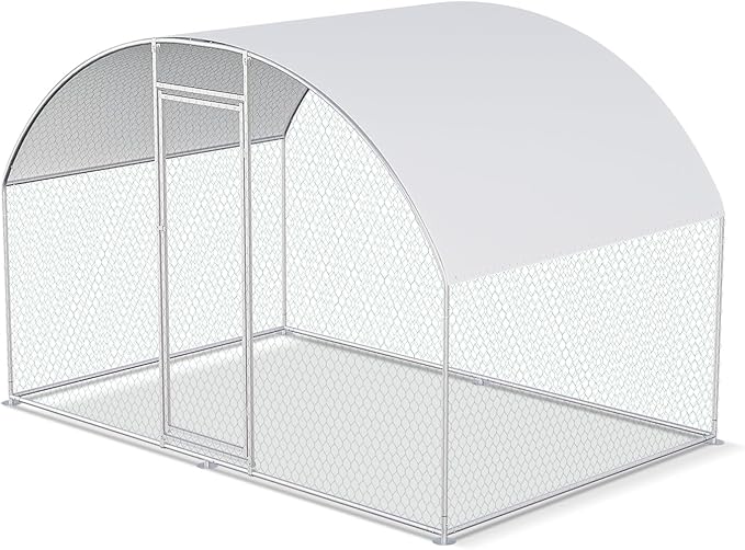 Chicken Coop Large Metal Chicken House Chicken Coops for 6/10 Chickens Poultry Cage with Waterproof Cover for Rabbits Duck Walk-in Chicken Run for Yard Chicken Pen