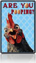 Funny Bathroom Signs Vintage Chicken Are You Pooping Metal Sign Home Chicken Toilet Wall Art Decor Humorous Restroom Kitchen Poster 12x16 Inch