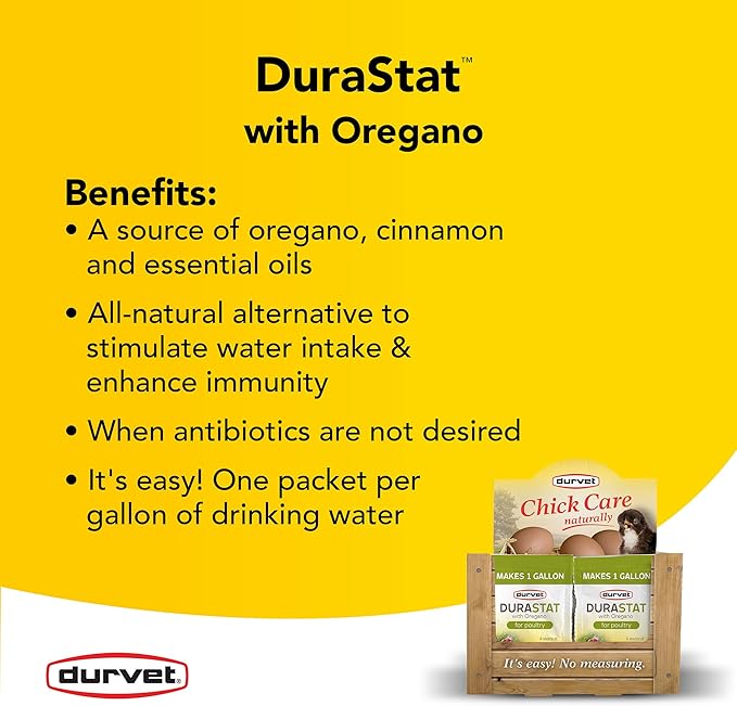 Durvet DURASTAT with Oregano for Poultry - 4gm Packet, Box of 40 Packets
