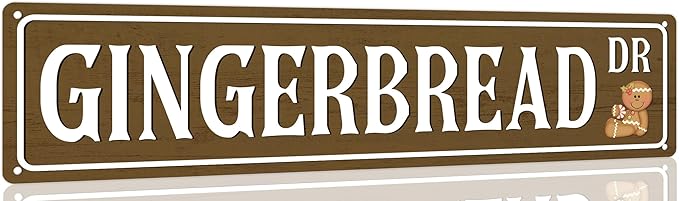 Gingerbread Dr Christmas Metal Sign Vintage Print Art Poster Tin Plaque for Home Farmhouse Kitchen Patio Yard Cafe Bar Front Door Wall Decor 4x16 Inch