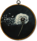 Hiuwevt Dandelion Round Wall Art Decor, White Flower Modern Rustic Framed Canvas Prints, Dandelion Farmhouse Wildflower Round Wall Hanging Decor for Bedroom Home Decorations, 10x10 Inches