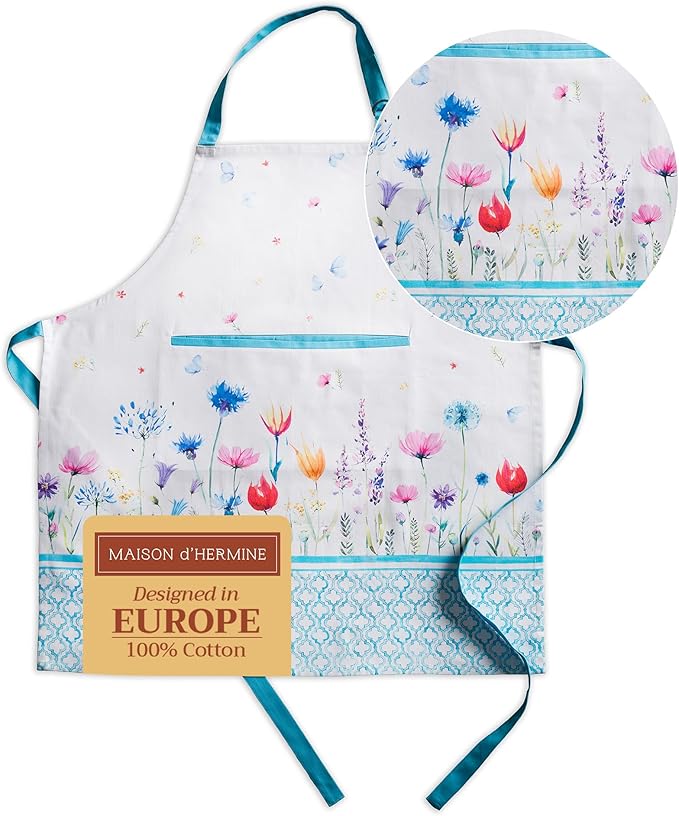 Maison d' Hermine 100% Cotton Apron for women with Pocket Kitchen Chef Apron for Men Cooking Easter Decorations