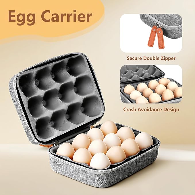 12 Slots Outdoor Egg Containers With Lid, Reusable Egg Cartons With Handle, Shockproof Storage Egg Carrier For Party Picnic Travel, Portable Holder Protection Egg Box