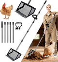 Chicken Coop Scoop (22 to 75") Chicken Coop Rake and Scoop with Grip 5 Section Extra Long Handle Chicken Pooper Scooper for Sand Metal Chicken Cleaning Tools Livestock Rake(10Inch Black)