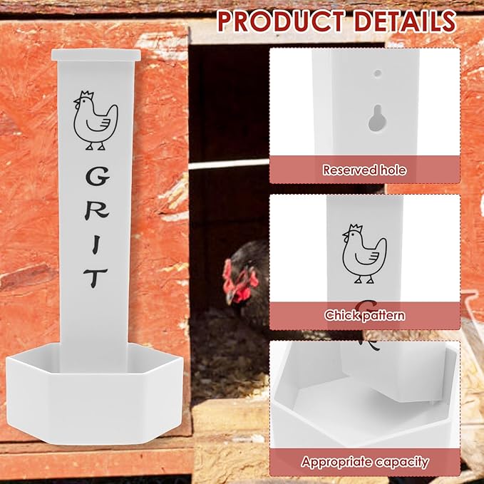 2 Pcs Chicken and Oyster Shell Feeder with Lid Double Bucket Dispenser Chicken Accessories Built for Keepers Poultry Feeders Trough, Accessories Supplies