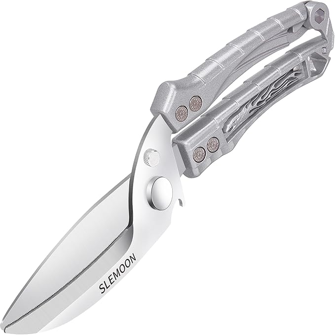 Kitchen Shears Heavy Duty Poultry Shears for Bone,Chicken,Turkey,Meat,Fish and Pizza Cutting Board Kitchen Scissors All Purpose for Food Ideal for Chef and Home Cooking,Dishwasher Safe Silver