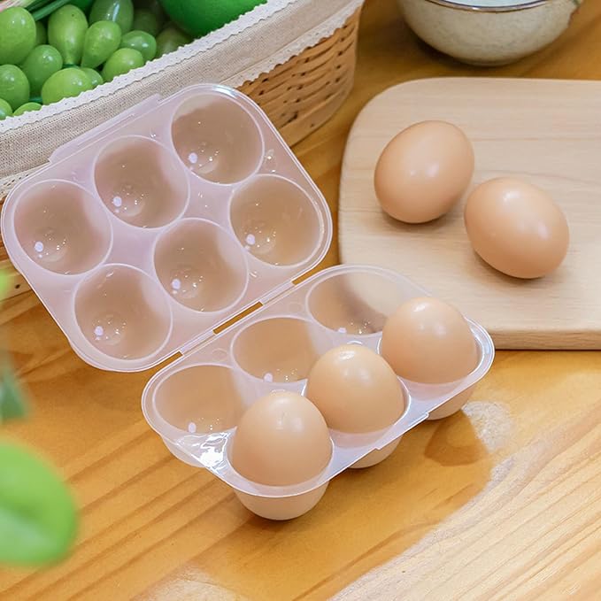 6 Egg Grid Storage Container - Plastic Eggs Holder With Handle, Outdoor Egg Carriers For Kitchen & Restaurants