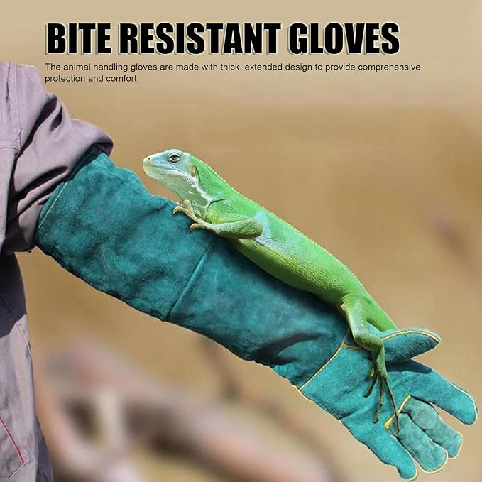Fockety Animal Handling Gloves Bite Proof, 60CM Thickening Anti Scratch Long Gloves for Bathing Grooming Welding Dog Cat Bird Lizard