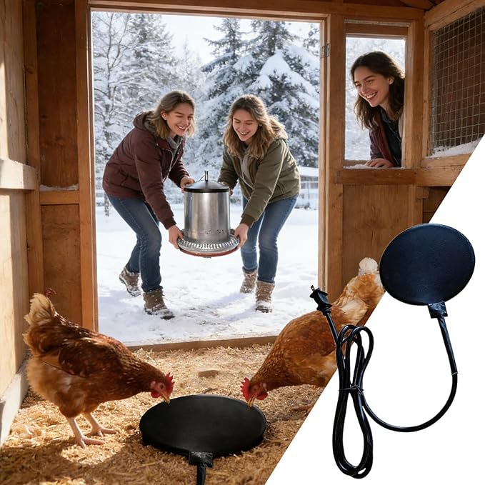 Chicken Waterer Heater Base, Cold Weather Drinking Equipment, Heated Chicken Waterer Base, Durable Material for Farm Coops, Duck Rooster Turkey Pigeons Quail Birds Poultry Cold Weather Use
