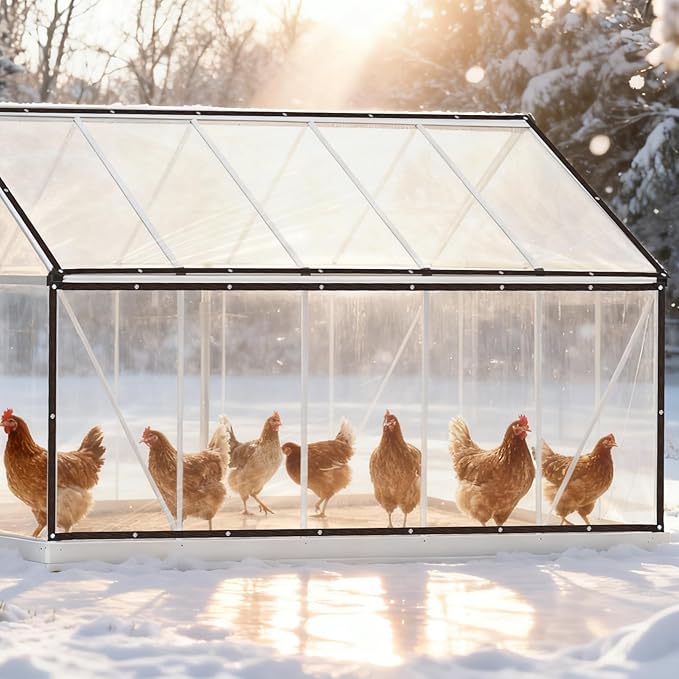 2pcs Chicken Coop Cover Tarpaulin, 3x1m/9.84x3.28 Feet Waterproof Clear Tarp for Chicken Coop with 30 Cable Ties Heavy Duty PVC Plastic Pheasantry Runway Cover Wrap for Outdoor Farm Shed