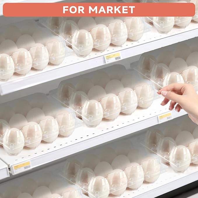 60 Pack Egg Cartons Cheap Bulk 1 Dozen Jumbo Egg Cartons Extra Large Duck Egg Holders with Sticker Labels Clear Empty Plastic Egg Containers for Home Ranch Farm Commercial Market Display