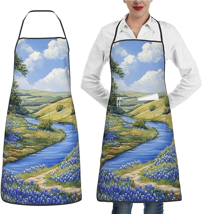 Kitchen Aprons for Men Women Waterproof Apron with 2 Pockets Tropical plants and parrots Apron Adjustable Bib Aprons