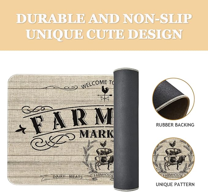 Roszwtit Farmhouse Kitchen Rugs and Mats, Farmhouse Door Mat, Seasonal Washable Non-Slip Floor Mats for Home Kitchen Decor 30x17 Inch