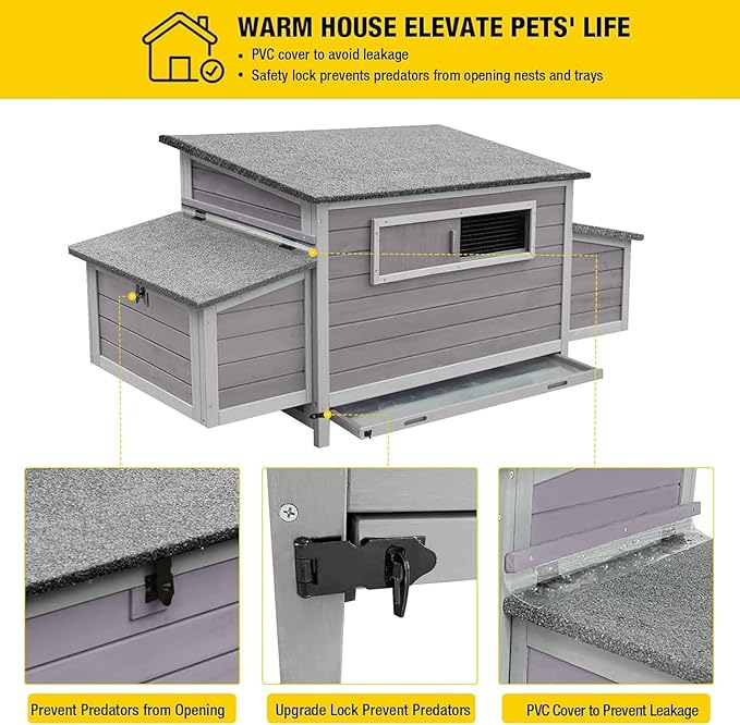 Aivituvin Chicken Coop with Run for 4–6 Chickens, Ducks, or Small Animals, Outdoor Hen House with 4 Nesting Boxes, L-Shaped Metal Brackets, Weatherproof, Easy Assembly, 103" L x 67" W x 28" H
