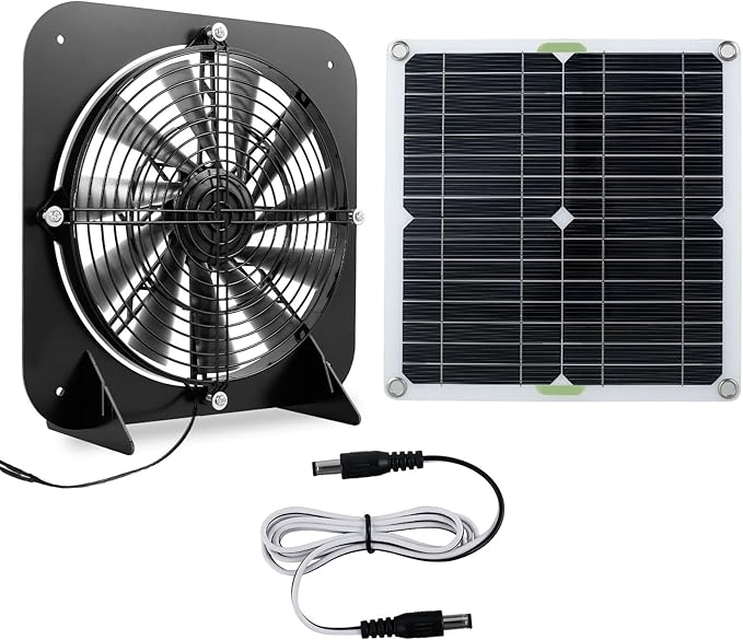 Solar Panel Fan Kit 13.5inch 100W Waterproof Solar Powered Exhaust Fan 3000rpm Auto Adjustable High Efficiency Cooling Chicken Solar Fan Solar Camping Fan for Dog Kennel