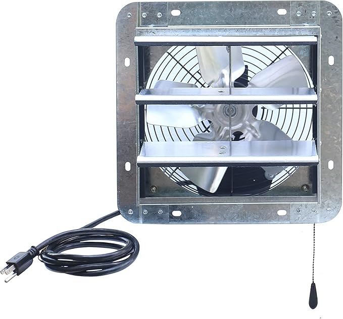 iLiving ILG8SF10V-T, 10 inch Shutter Exhaust Attic Garage Grow, Ventilation Fan with 3 Speed Thermostat 6 Foot Long 3 Plugs Cord, 10" - Variable, 600 CFM, 900 SQF Coverage Area, Silver