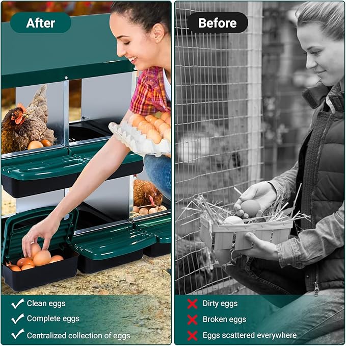 Red 6/8/10-Hole Wall-Mount Chicken Nesting Box with Legs & Roll-Away Design – Easy Egg Collection, Pull-Out Cleaning, Durable Roosting Box for All Chicken Breeds