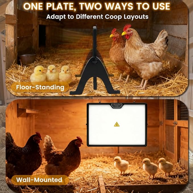 HIRALIY Chicken Coop Heater, 180W Dual-Sided Heating Panel with Adjustable Temperature & Cycle Mode, Rotatable Brooder Plate for Chicks Winter Poultry Ducks & Small Pets