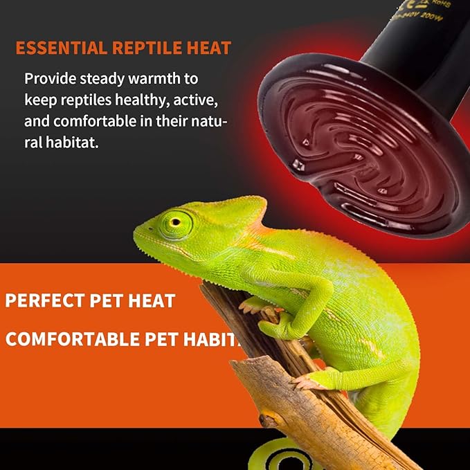 150W Reptile Heat Lamp(2 Packs)-Ceramic Heat Emitter for Reptiles Amphibian Pet Brooders Chicken Incubation, and Terrariums Turtle Lizard Bearded Dragon Snake Size E26