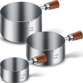 3 Pcs Dog Food Scoop 1 Cup, 1/2 Cup, 1/4 Cup Stainless Steel Pet Food Scoop Measuring Cup with short Handle for Dog Cat Rabbit Food Feeding Kitchen Gadget Utensil