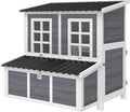 PawHut Wooden Chicken Coop, 39" Chicken House with Nesting Box, Pull-Out Tray, Waterproof Roof, Hen House Outdoor Poultry Cage for 4-6 Chickens, Rabbits, Small Animals, for Backyard, Light Gray