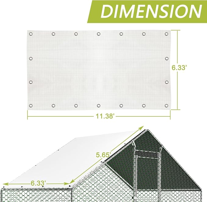 Multi-Functional Waterproof and UV-Protected Outdoor Metal Chicken Coop Cover with 22 Free Bungee Balls