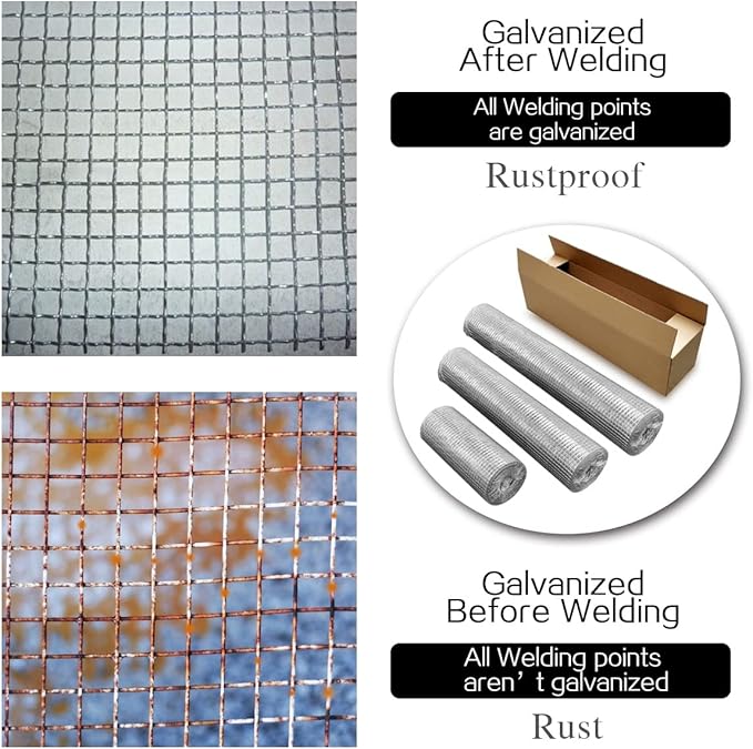 Hardware Cloth 20'' x 20' 1/4 in Galvanized Wire Mesh Roll (23 GA) Chicken Wire Fence Roll for Chicken Pen/coop Fences, Screen mesh, Rabbit/Snake Fences, Poultry enclosures, Handicraft Making, etc.