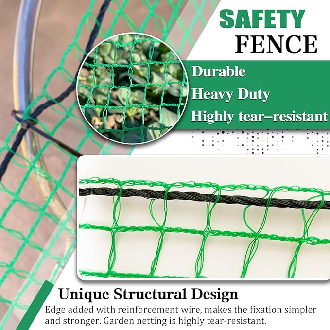 Temporary Fence Plastic Mesh Fencing, 4FT x 100FT Garden Bird Netting Safety Fence Snow Fence, Construction Fencing for Deer, Pet, Rabbits, Chicken, Dogs, Animal Barrier, Green