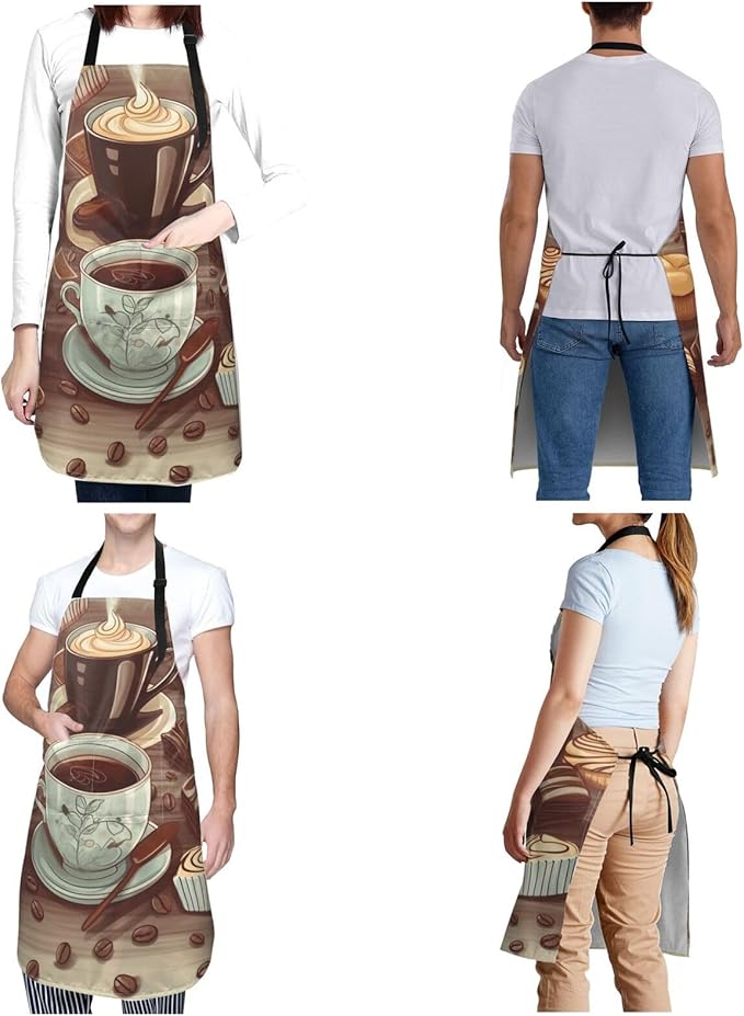 Waterproof Aprons for Women Men Adjustable Bib Cool Electric Guitar Apron Chef Cooking Aprons for Kitchen
