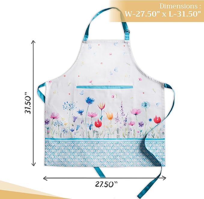 Maison d' Hermine 100% Cotton Apron for women with Pocket Kitchen Chef Apron for Men Cooking Easter Decorations