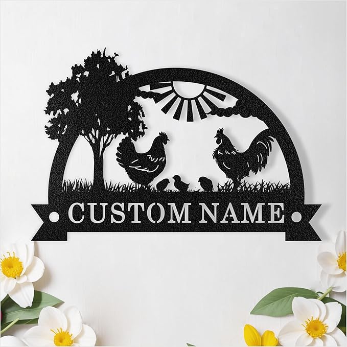 Custom Chicken Coop Signs, Personalized Chicken Coop Signs, Custom Metal Farm Sign for Outdoor, Chick Hen House Sign Funny Farmhouse Outside Wall Decor Gift