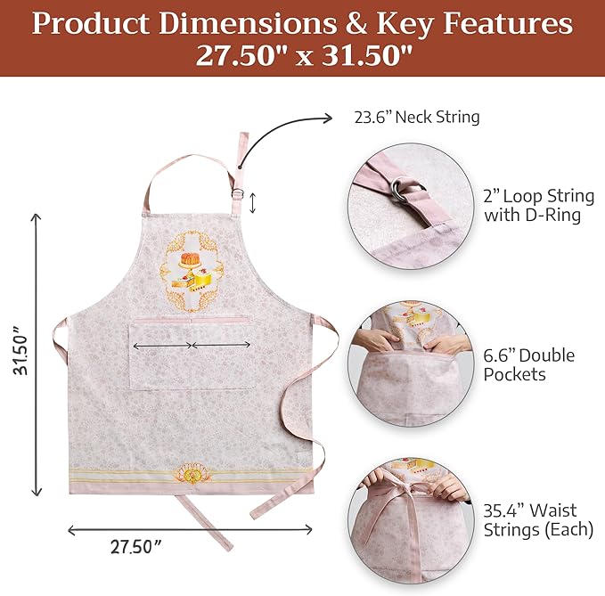 Maison d' Hermine 100% Cotton Apron for women with Pocket Kitchen Chef Apron for Men Cooking Easter Decorations