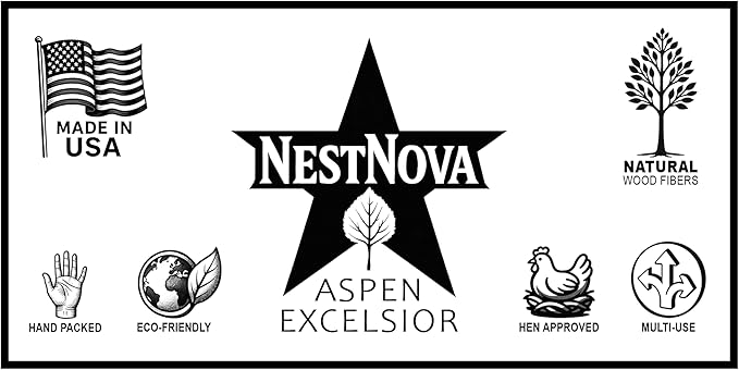 NestNova™ Aspen Excelsior, 2 lb Box of USA-Grown Aspen Fiber. Eco-Friendly Material for Chicken coops, Small pet Bedding, Crafts, and Gift Baskets. Biodegradable and Hand Packed. 3 Boxes (6 lbs)