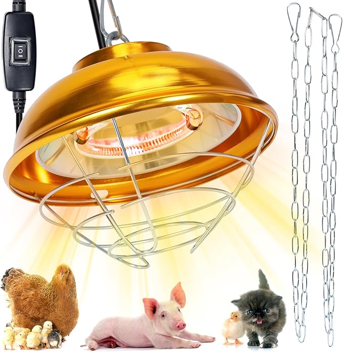 Chicken Heat Lamp Chick Brooder Chickens Coop Heater Heating Lamp for Outdoor & Indoor 300W Heater for Dog Rabbit Duck Chicken Piglet Goat (300W)