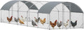 PawHut Large Chicken Coop Metal Chicken Run w/Waterproof and Anti-UV Cover, 2 Lockable Doors, Dome Shaped Walk in Hen House for 30-40 Hens, Ducks, Poultry, Outdoor Yard Farm Use, 9.2' x 31.2' x 6.5'