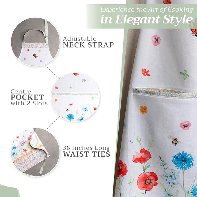 Maison d' Hermine 100% Cotton Apron for women with Pocket Kitchen Chef Apron for Men Cooking Easter Decorations