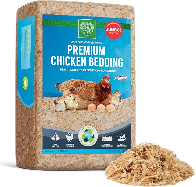 Small Pet Select Pine Shavings Chicken Bedding, Chicken Coop Bedding, Wood Shavings, Great for Hen Nesting Boxes and Chick Brooders, 141L