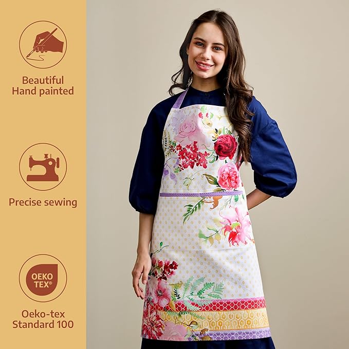 Maison d' Hermine 100% Cotton Apron for women with Pocket Kitchen Chef Apron for Men Cooking Easter Decorations