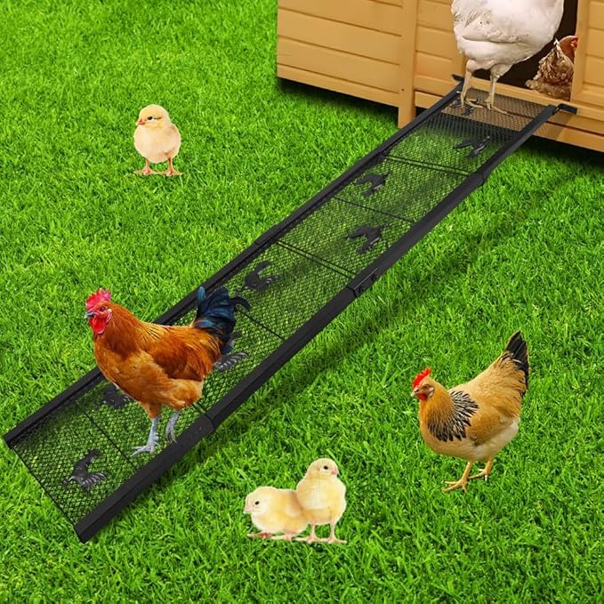 4 Piece Chicken Coop Ramp, Heavy Duty Chicken Ladder with Anti-Slip Ramp, Ladder Length Adjustable Poultry Ramp for Hens and Ducks Henhouse