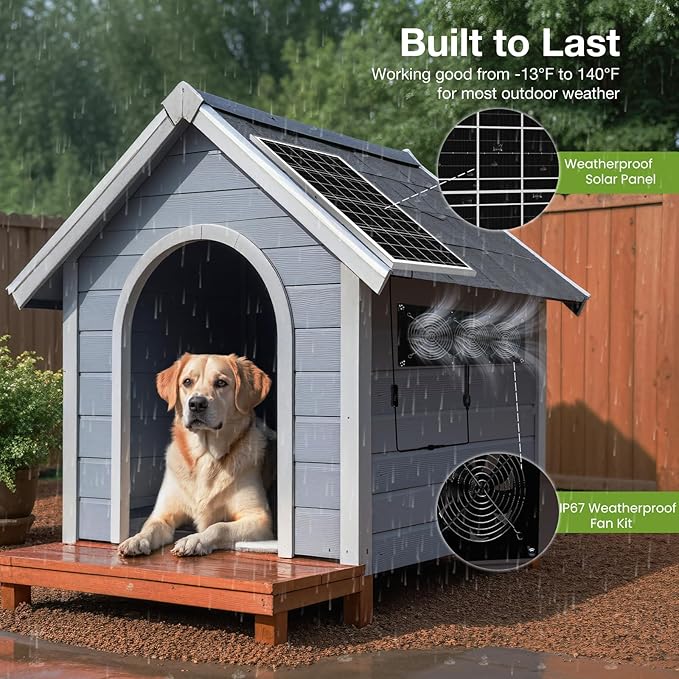 Solar Powered 3 Fan Kit, 25W High Velocity Waterproofed Solar Exhaust Fans for Outdoor Greenhouse Chicken Coop Shed Pet House
