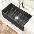 Miuara Black Farmhouse Sink 33 Inch - Large Apron Front Kitchen Sink Single Bowl 33"x18"x10", Undermount Installation, Farm House Style, Heavy Duty Solid Fireclay, Matte Black, for Kitchen