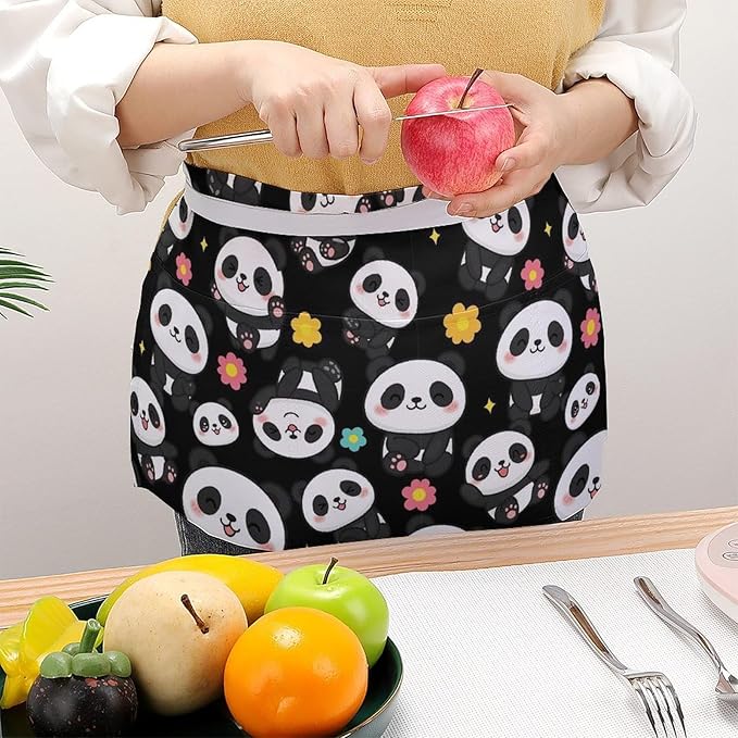 Unisex Apron for Cooking Server Waitress Half Waist Apron with 3 Pockets
