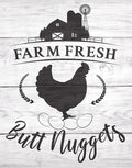 Farm Fresh Butt Nuggets - Farm Animal Chicken Coop 18x24 Unframed Print, Funny Chicken Sign for Farmhouse Decor, Rustic Country Wall Art, Kitchen Decor, Farm Fresh Eggs Wall Art, Cottagecore Style