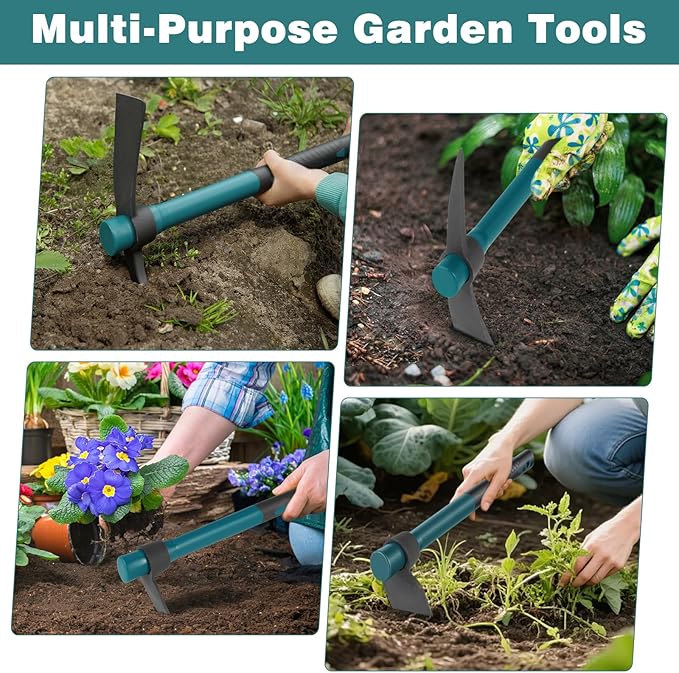2pcs Gardening Picks with 1pcs Handle Multi-Functional Garden Hoe Pick Axes for Digging
