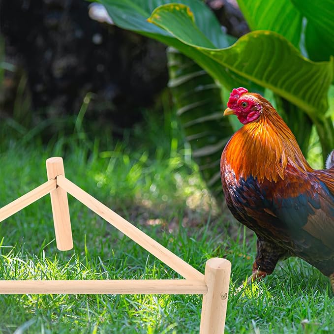 Kisangel Wooden Chicken Perch Roosting Bar Triangle Stand 42cm Equilateral X 16cm High Natural Wood Bird Playground for Chicken Coop Accessories
