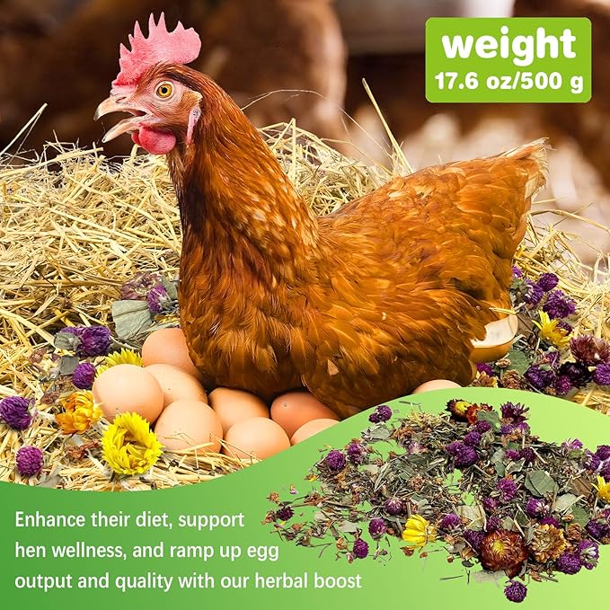 Hamiledyi 18 oz Chicken Nesting Herbs Natural Nesting Box Herbs Aromatic & Fresh for Coop & Nest Boxes Natural Dried Herbs for Laying Hens & Chicks Increase Egg Production