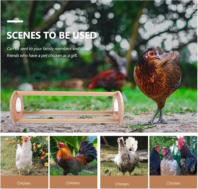 Wooden Chicken Perch Chick Roosting Bar Bird Stand Jungle Gym Chicken Toys with Mirror Poultry Accessories for Chick Parrot