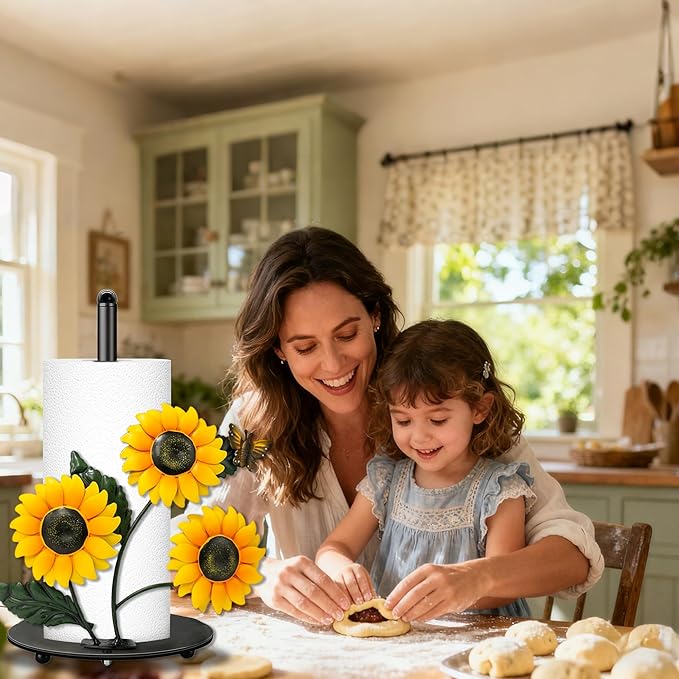 Sunflower Paper Towel Holder, Sunflower Decor for Countertop Cute Vintage Home Table, Housewarming Birthday Gifts for Sunshine