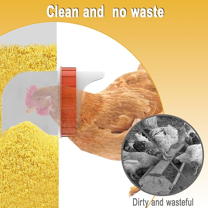 XINYI 7.1 Gallon Auto Chicken Feeder, 6 Ports Galvanized Chicken Feeder,Large Chicken Food Container No Waste & Rodent Proof Chicken Food Dispenser System, Weatherproof Duck Feeder